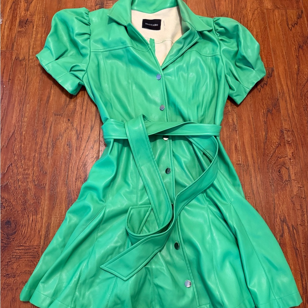 Dolce Cabo Green Belted Mini Dress